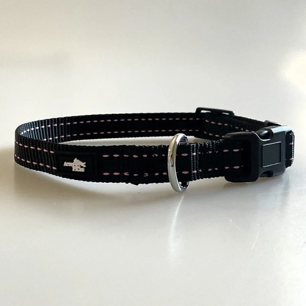 ADJUSTABLE QUICK RELEASE DOG COLLAR BLACK PINK